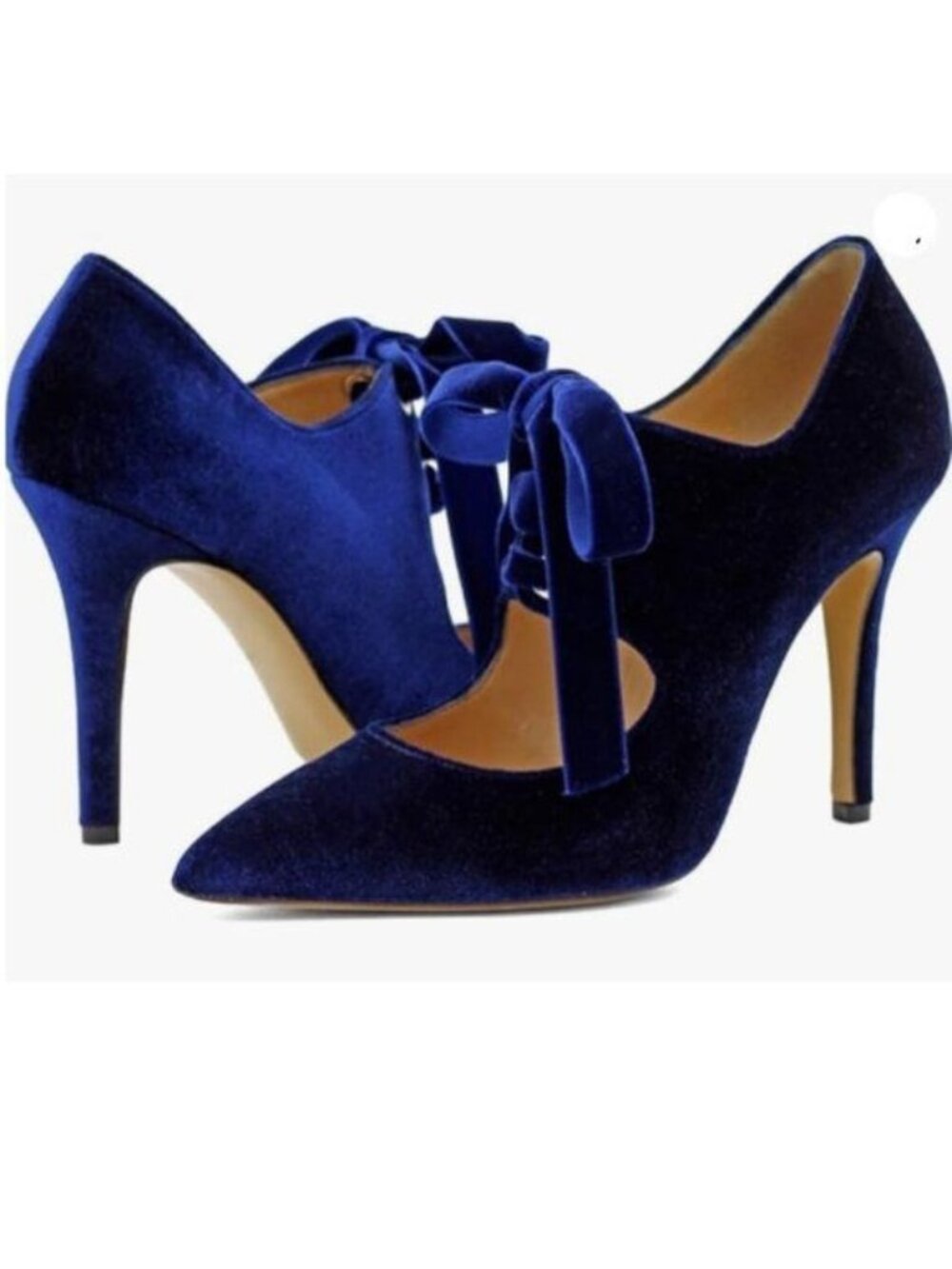 Pazzion Women Closed Pointed Toe Cutout Pumps High Heels Lace Up Shoes Blue Shoe